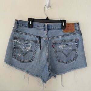 Levi's 560 Women's Distressed Light Blue Jean Shorts